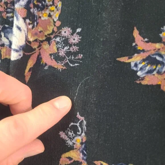 Free People Sz S Sleeveless Black Floral Swing Mini Dress Pockets Gauzy Boho - Picture 13 of 14